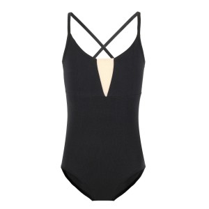 STRÓJ BODY CZARNE BALETOWE GIMNASTYCZNE DO TAŃCA DZIECIĘCE HEART BLACK