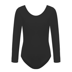 BODY CZARNE BALETOWE GIMNASTYCZNE DO TAŃCA DZIECIĘCE BASIC LONGSLEEVE